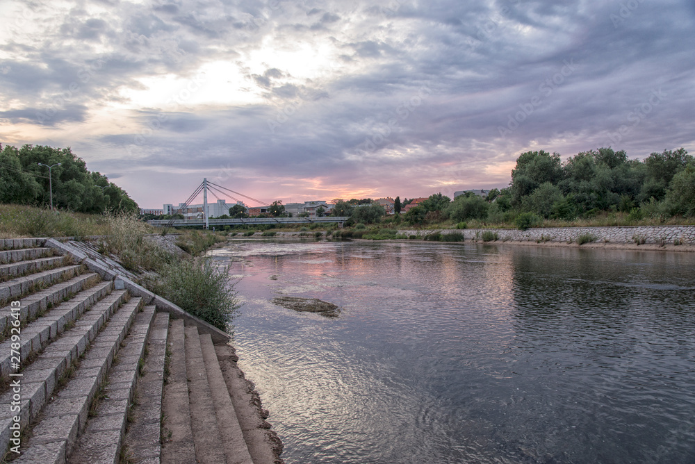 Romantic sunset by the river