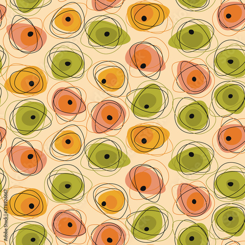 Atomic age 50s vibes geometric seamless pattern