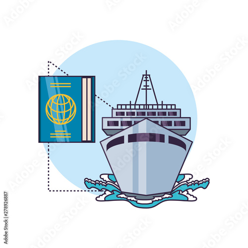 ship cruise boat with passport document