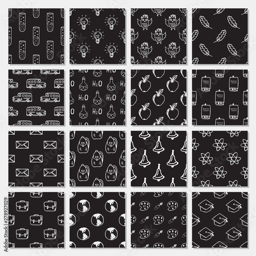 School seamless pattern set...
