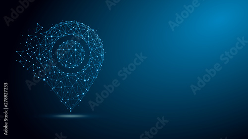 Location pin icon with plexus structure