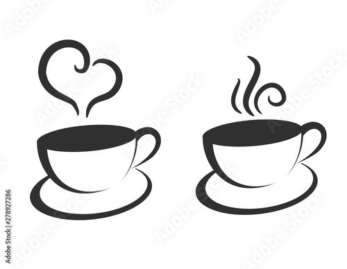 Cup of coffee or tea with swirl steam lines vector