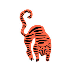 Fotobehang Tijger Grappige wilde tijger illustratie  © Knstart Studio