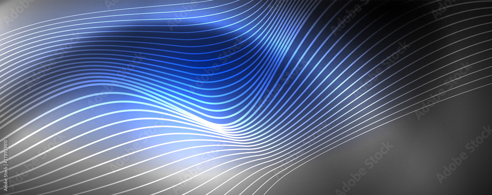 Neon vector wave lines abstract background, magic futuristic techno design Neon vector wave lines abstract background, magic futuristic techno design