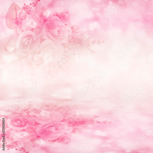 Bouquet of roses soft blur background in vintage pastel tones M
