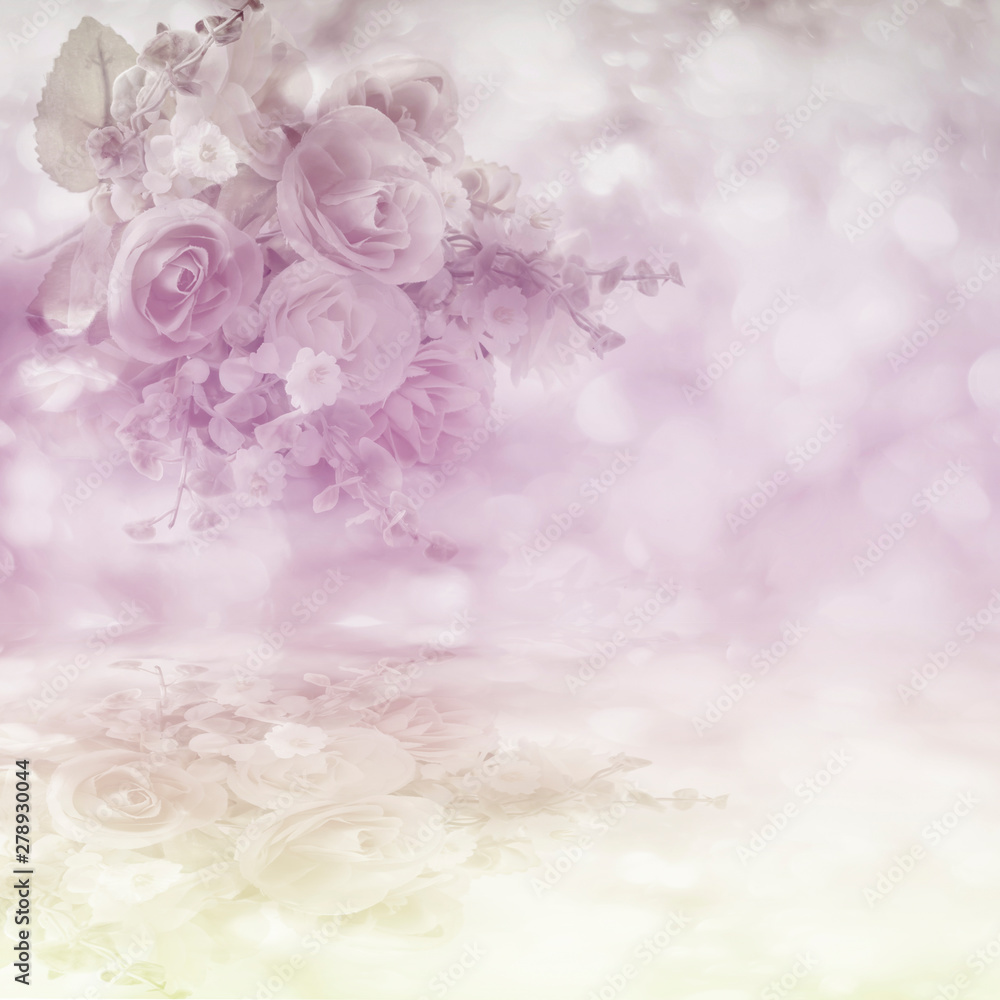 Bouquet of roses soft blur background in vintage pastel tones  M