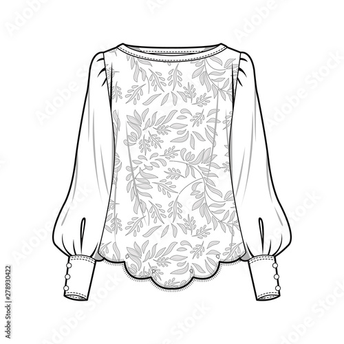 Blouse fashion flat sketch template