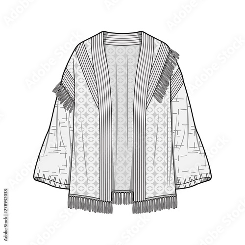 Cardigan fashion flat sketch template