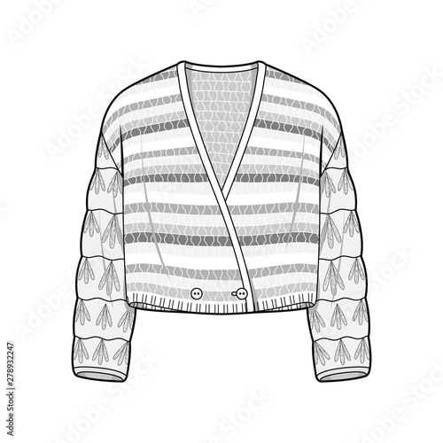 Cardigan fashion flat sketch template