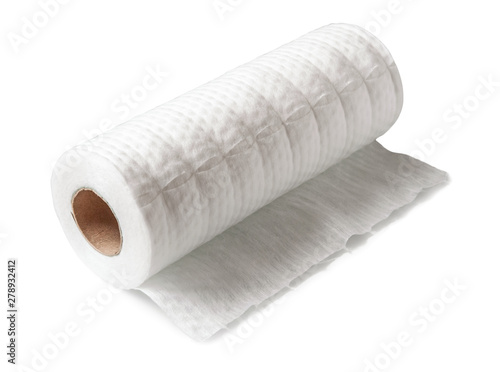 disposable synthetic wipes for cleaning in a roll isolated on white