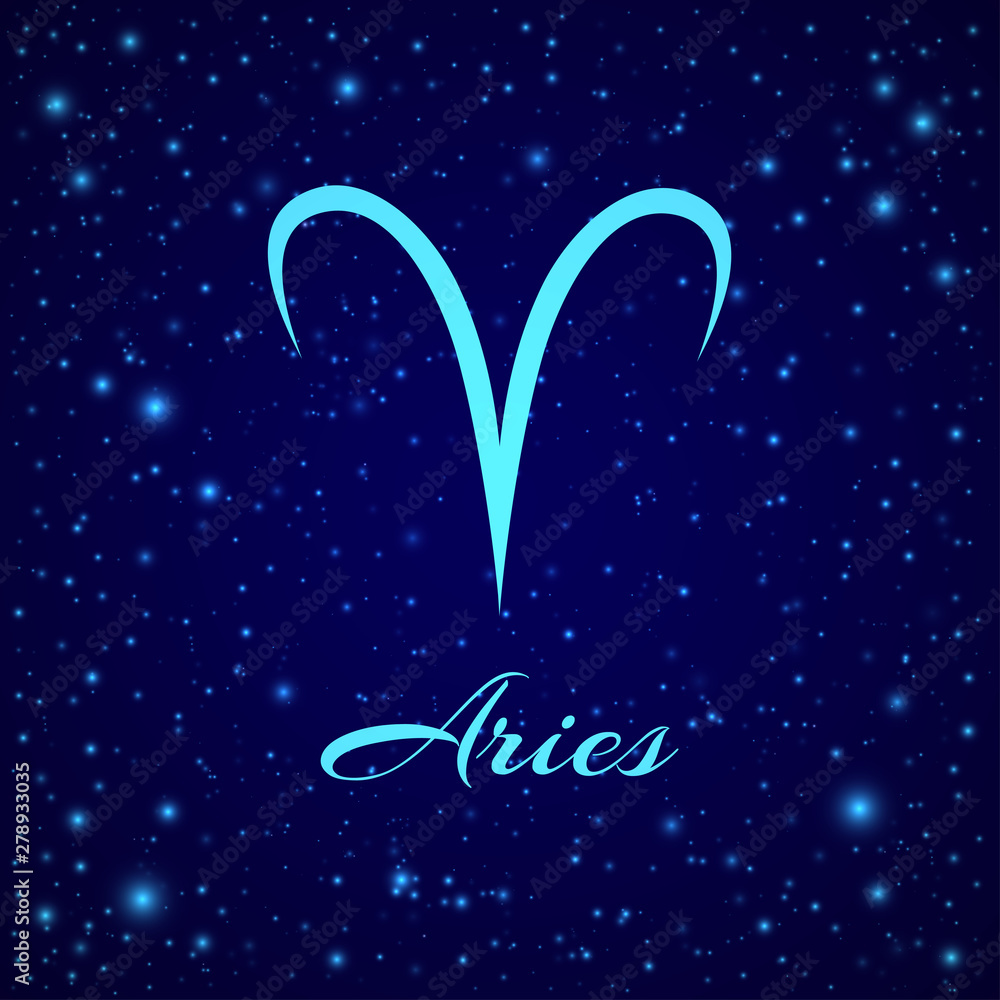 Fototapeta premium Aries. Vector zodiac sign on a night sky