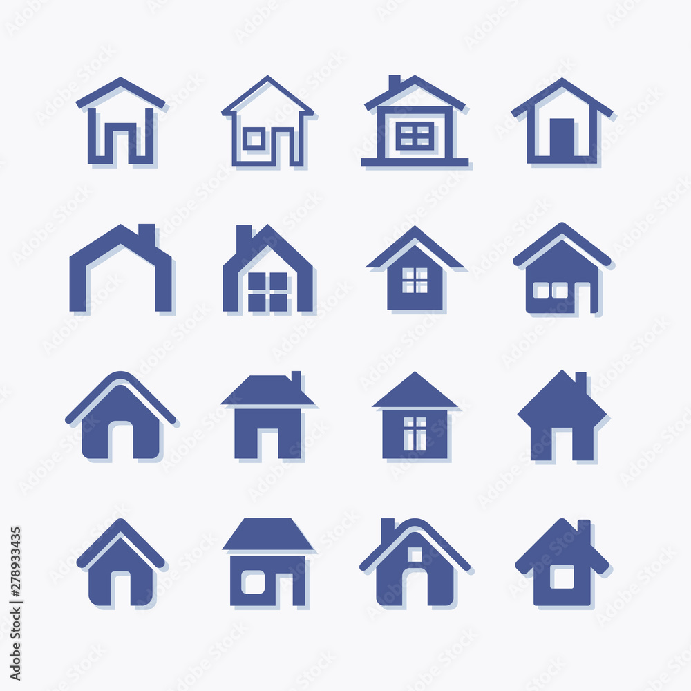 House building vector flat pictogram icon set for real estate House building vector flat pictogram icon set for real estate