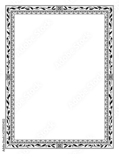 Rectangular black ornate framework, Letter page size. 