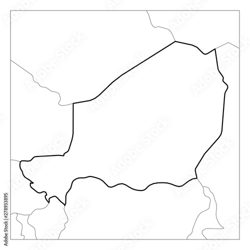 Map of Niger black thick outline highlighted with neighbor countries