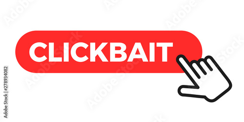 Clickbait - internet user is clicking on headline button - opening link, hyperlink. Vector illustration