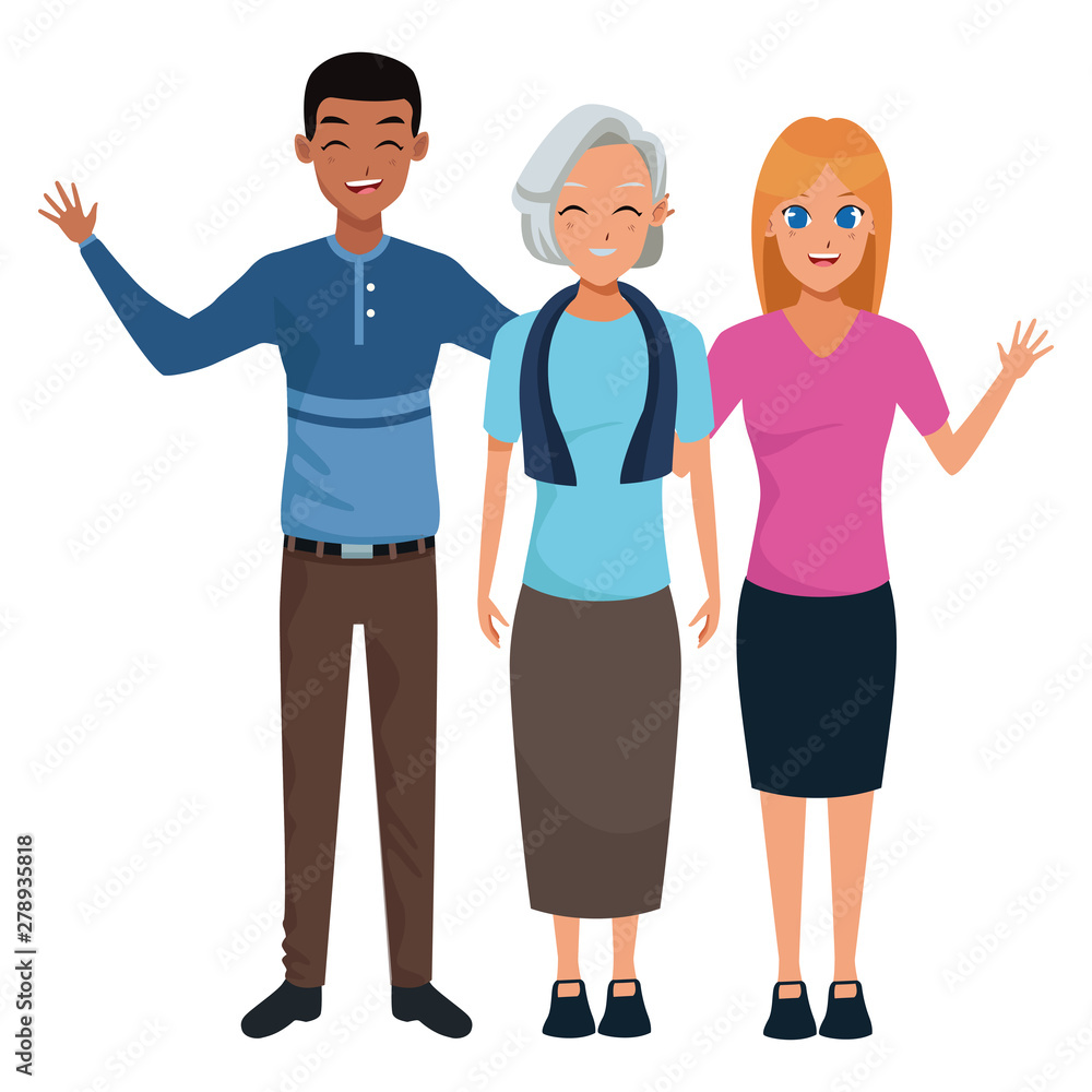 Obraz premium Family mother with adultt son and daughter smiling
