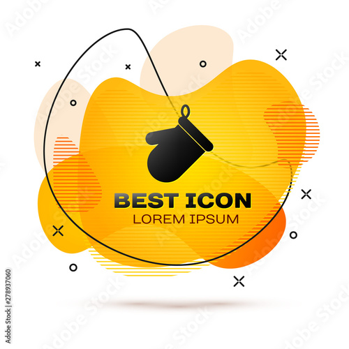 Black Oven glove icon isolated on white background. Kitchen potholder sign. Cooking glove. Fluid color banner. Vector Illustration