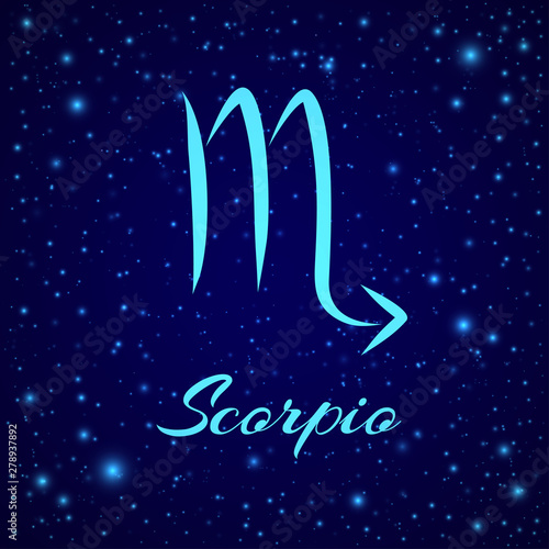 Scorpio. Vector zodiac sign on a night sky