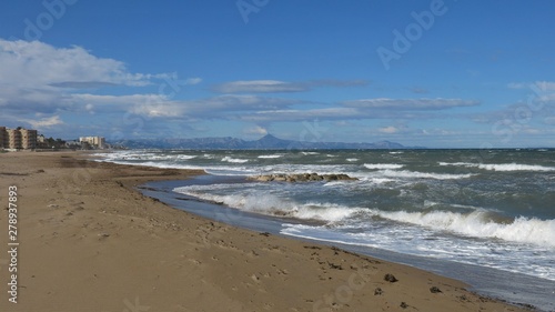Waves at the beach in Denia  Spain.