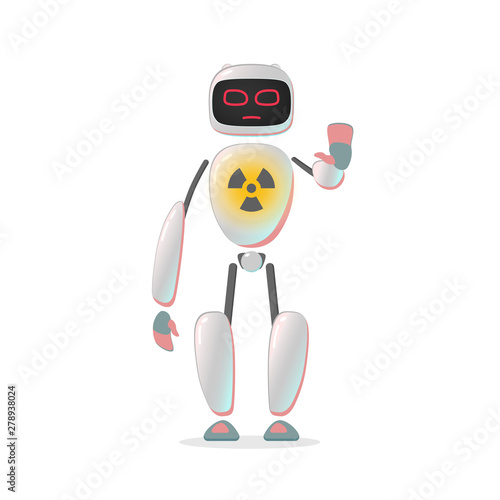RPA robot. Android helps care of nature. Nature protection, artificial intelligence, robatized work, Care of cleanliness Robotic technologies for protect nature and  planet radiation