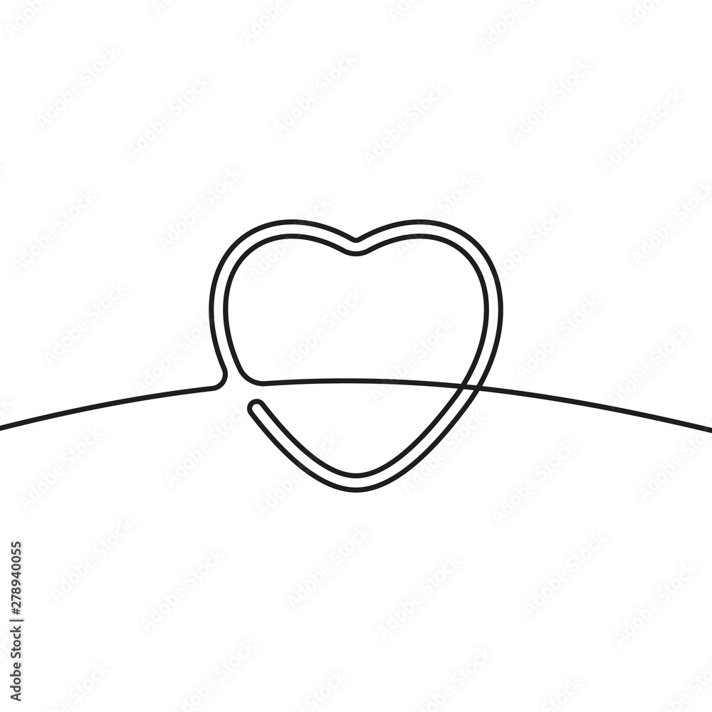 Continuous line drawing of heart, Black and white vector minimalist illustration of love concept made of one line Continuous line drawing of heart, Black and white vector minimalist illustration of love concept made of one line
