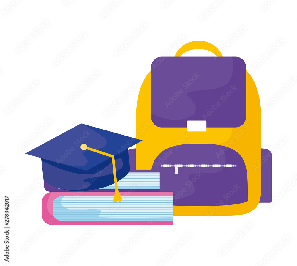 school bag with hat graduation and books school bag with hat graduation and books