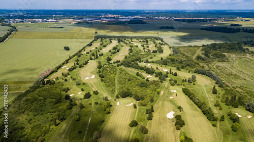 Fotografie Drone view of a golf course in Mennecy Chevannes France