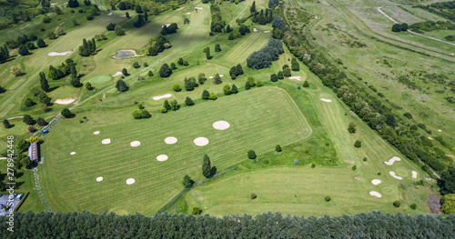 Fotografie Drone view of a golf course in Mennecy Chevannes France