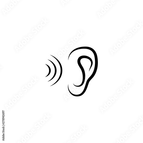 Human ear listening sounds icon