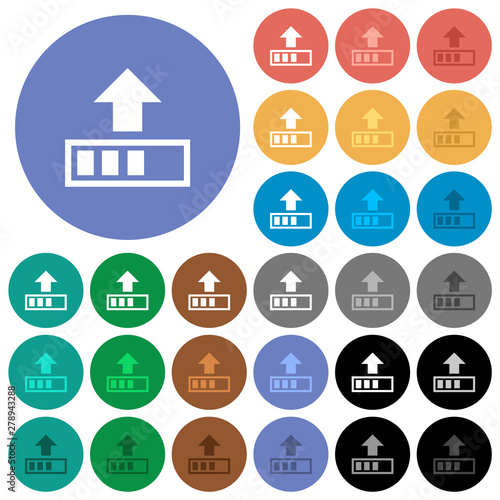 Upload in progress round flat multi colored icons