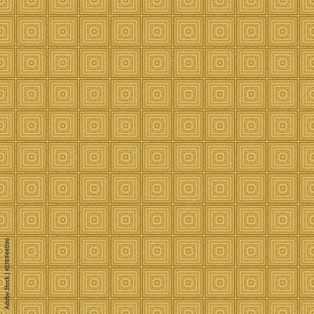 Gold concentric square detailed seamless textured pattern background