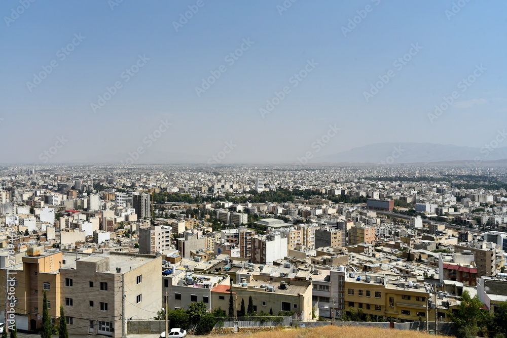 Shiraz, Fars Province, Iran, June 24, 2019 the the aerial view of Shiraz city