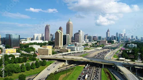 Downtown Atlanta Georgia GA Skyline Aerial Traffic photo