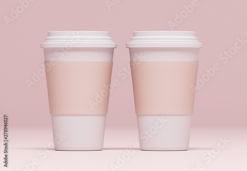 Two cardboard glasses on a pink background