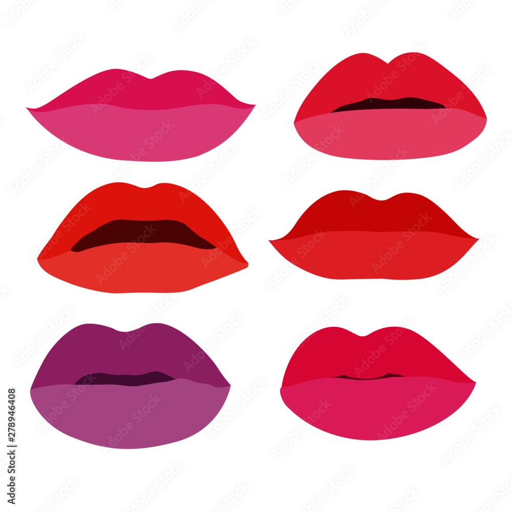 mouth Lips close up Design element isolated collection Stylish colorful different shades of lipstick Beauty Make up expressing different emotions art paint on white background illustration Vector mouth Lips close up Design element isolated collection Stylish colorful different shades of lipstick Beauty Make up expressing different emotions art paint on white background illustration Vector