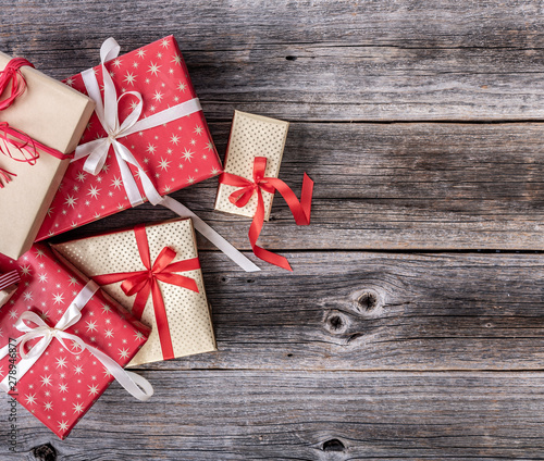 New Year's still life on wooden background.