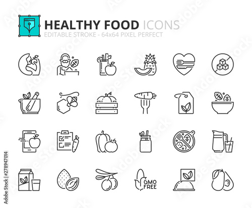 Outline icons about healthy food