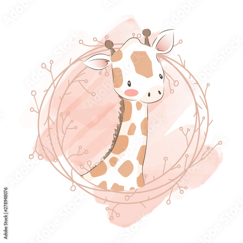 adorable giraffe illustration for personal project,background, invitation, wallpaper and many more