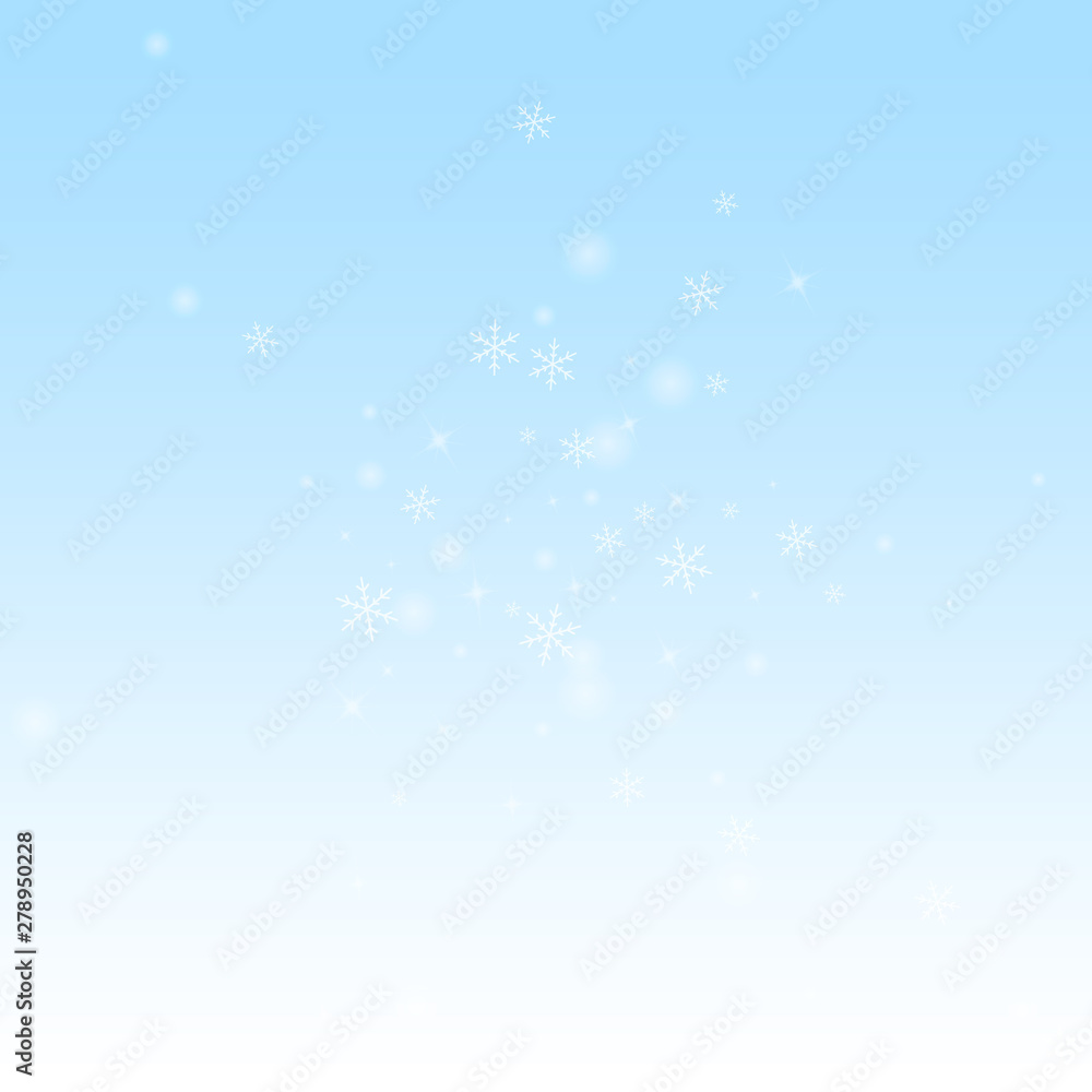 Sparse glowing snow Christmas background. Subtle f