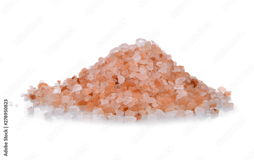 Pink Himalayan salt isolated on white background. Pink Himalayan salt isolated on white background.
