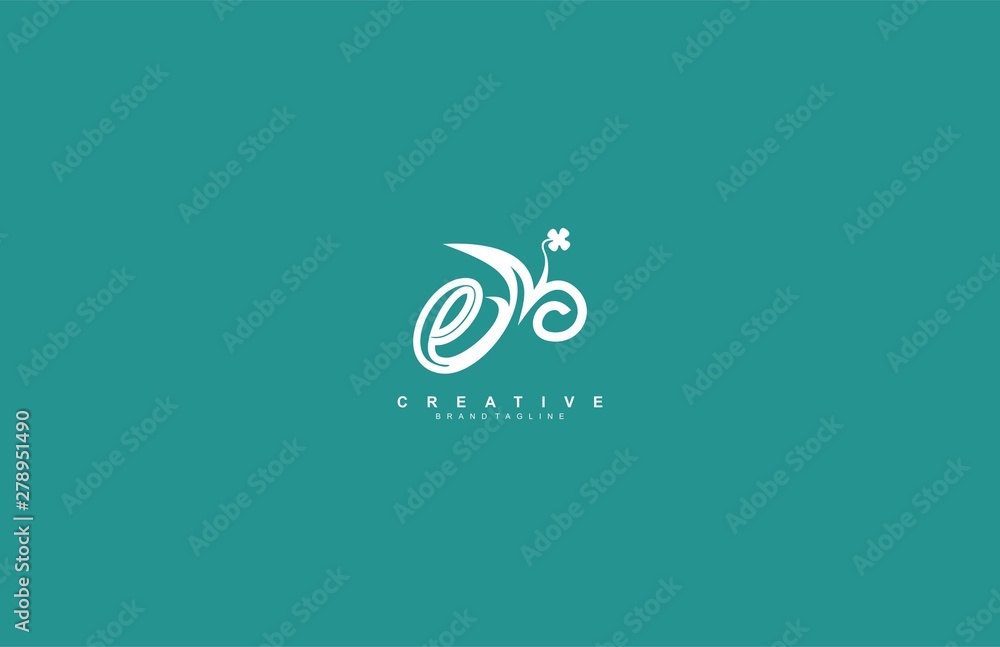 E Letter Lowercase with Modern Linear Feminine Floral Leaf Logo E Letter Lowercase with Modern Linear Feminine Floral Leaf Logo
