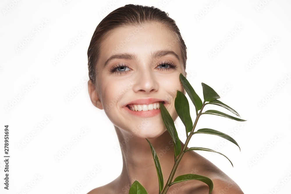 portrait of young woman with flower portrait of young woman with flower
