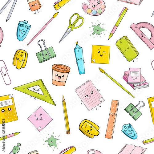 Seamless pattern school supplies