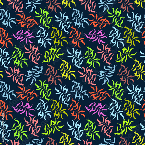 floral seamless pattern of branches with leaves