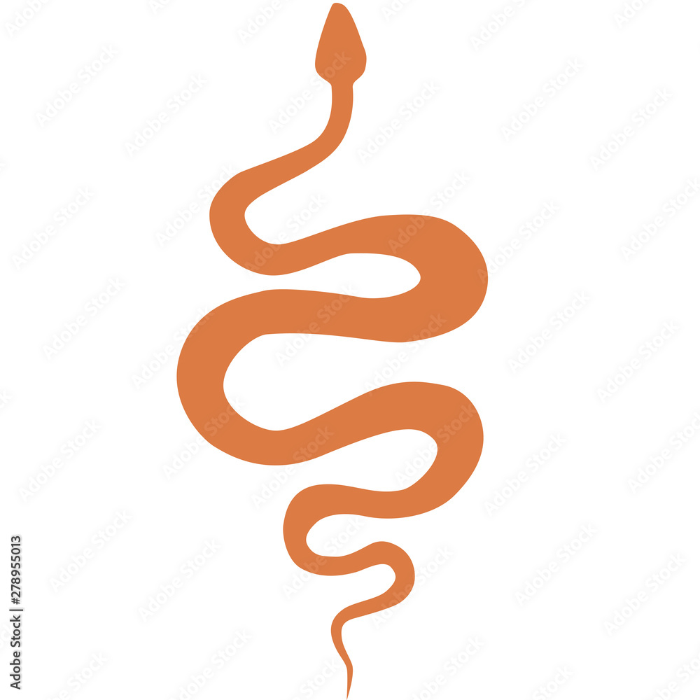 Fototapeta premium Trendy illustration of snake silhouette on the white isolated background. 