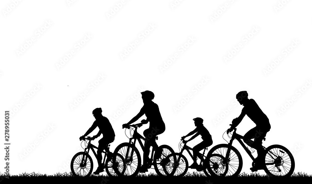Cycling Silhouette on white background Cycling Silhouette on white background