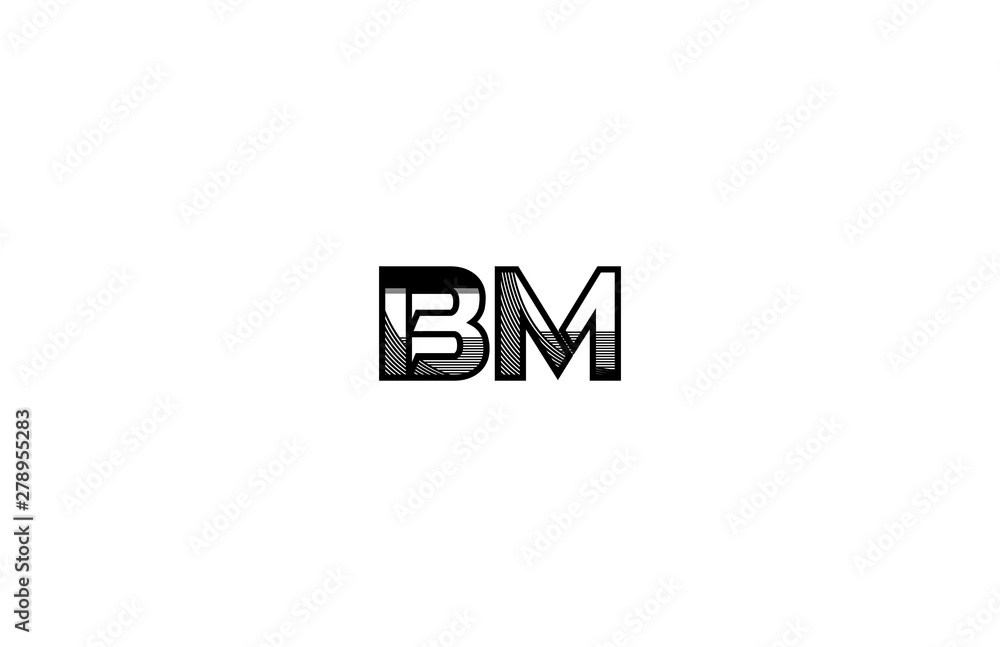 Initial BM Letter Modern Stripes Futuristic Monogram Style Logotype Initial BM Letter Modern Stripes Futuristic Monogram Style Logotype