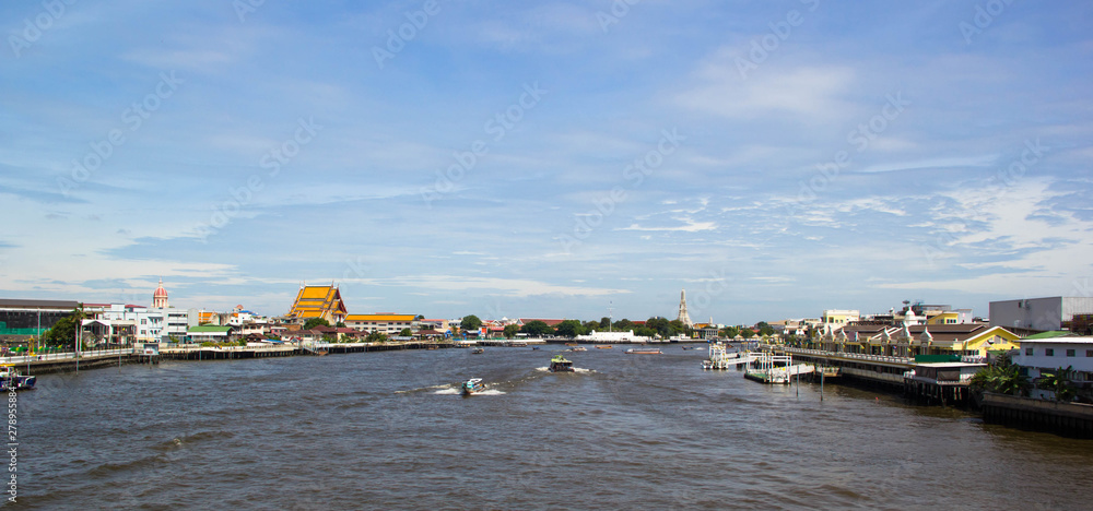 Lanscape of The Chaopraya river and Bangkok city, Thailand.