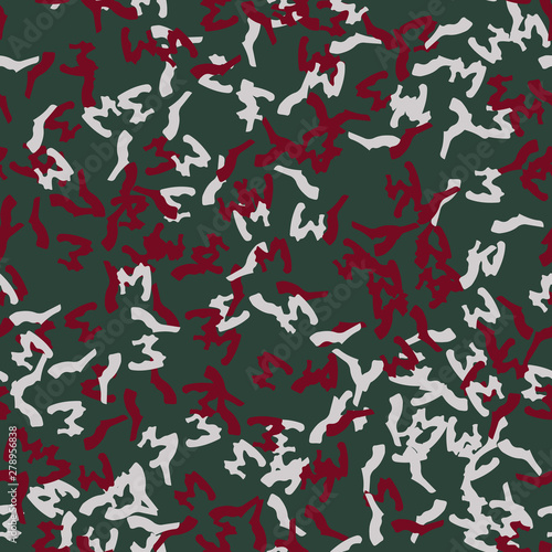 Ufo camouflage of various shades of green, red and white colors