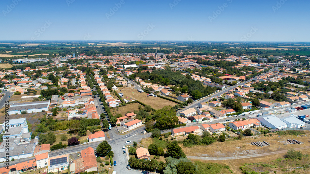 Aerial view of Marans in Charente Maritime